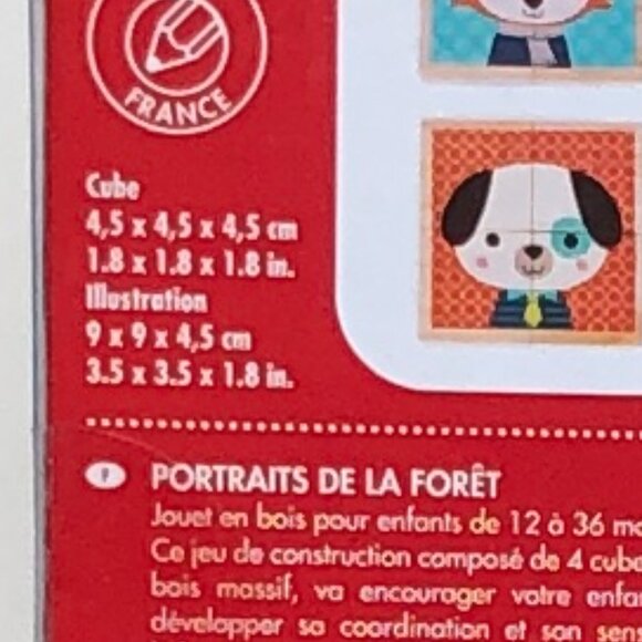 Janod My First Blocks Forest Portraits - Animals (4 wooden cubes) Brand New - Picture 9 of 13